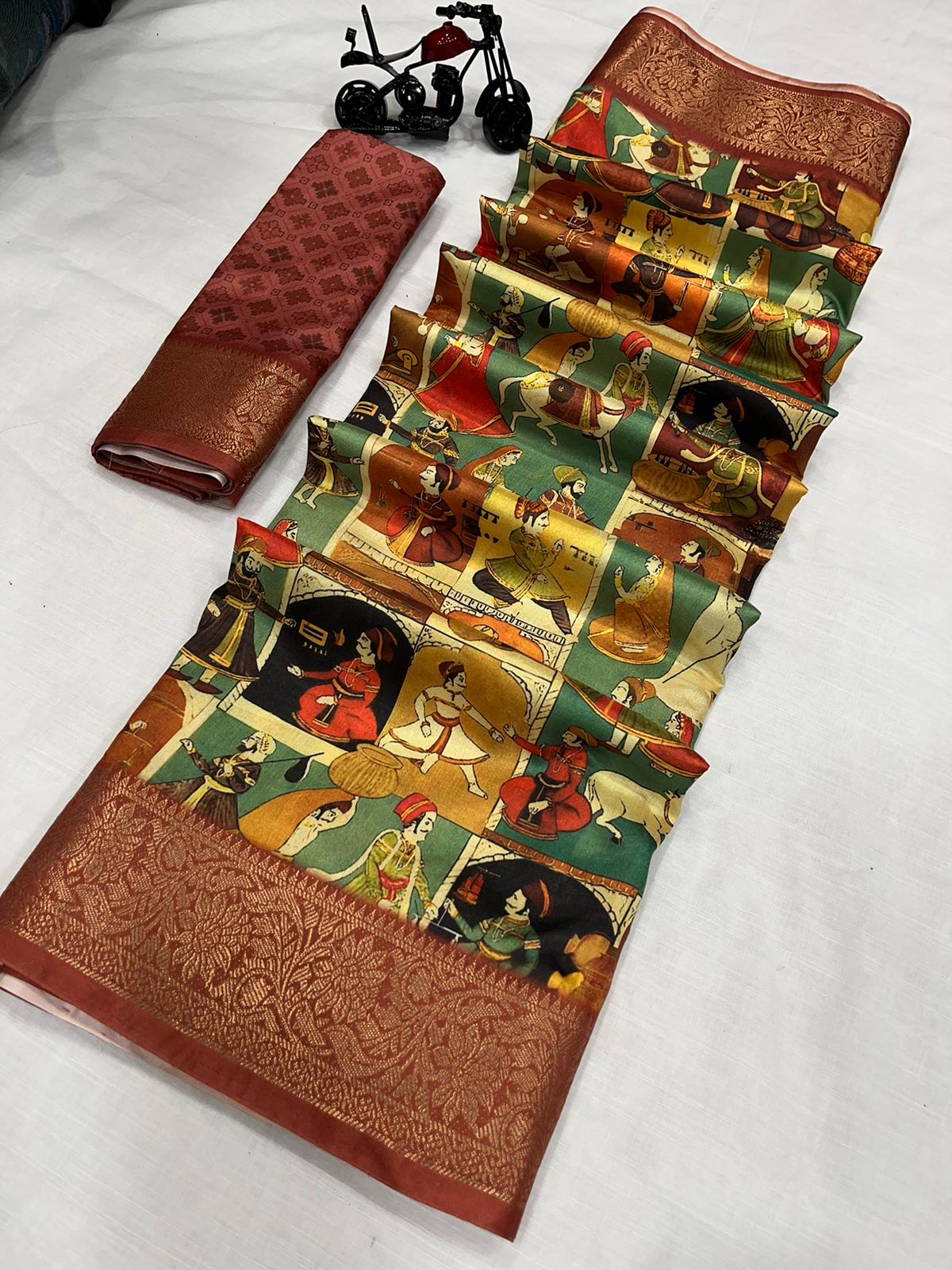 Wow Hit Antic Designer Digital Printed Dola Silk Non Catalog Saree Wholesale Online
